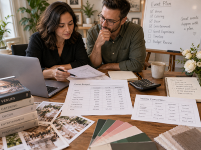 Budget-friendly event planning ideas with decorations, checklist, and expense planner